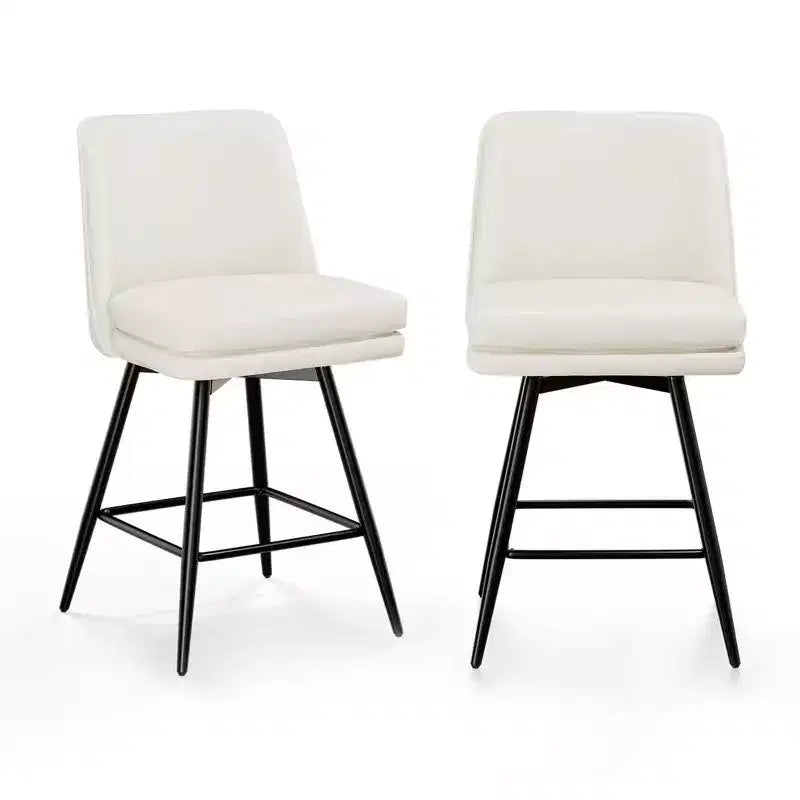 Lot de 2 tabourets de bar en cuir PU avec pivotant à 360° et base en métal