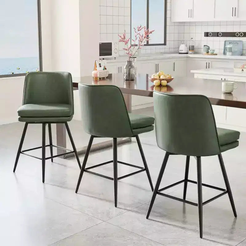 Lot de 2 tabourets de bar en cuir PU avec pivotant à 360° et base en métal
