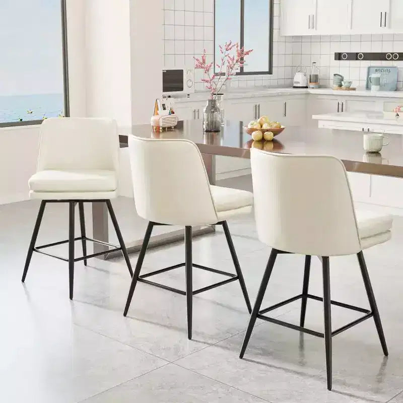 Lot de 2 tabourets de bar en cuir PU avec pivotant à 360° et base en métal