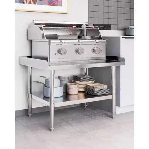 Table de préparation en acier inoxydable de 28x48 pouces avec étagère inférieure réglable et dosserets latéraux