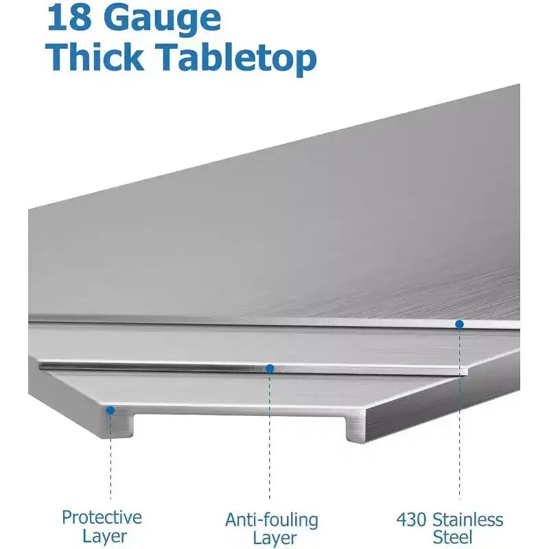Table de préparation en acier inoxydable de 28x48 pouces avec étagère inférieure réglable et dosserets latéraux