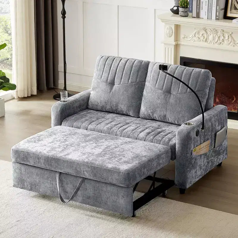Canapé 2 places convertible moderne 137 cm avec dossier réglable et ports de chargement