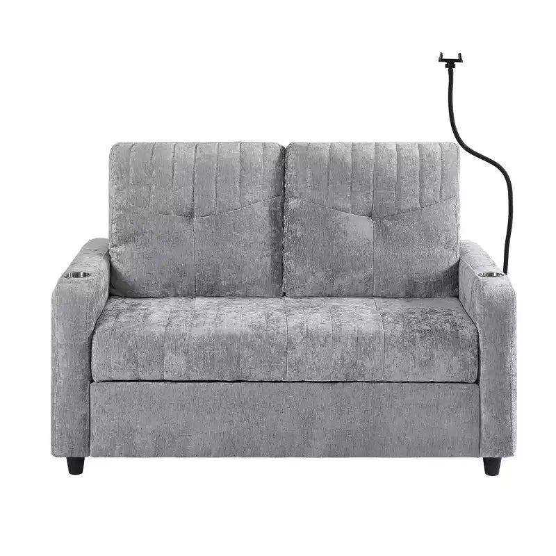 Canapé 2 places convertible moderne 137 cm avec dossier réglable et ports de chargement