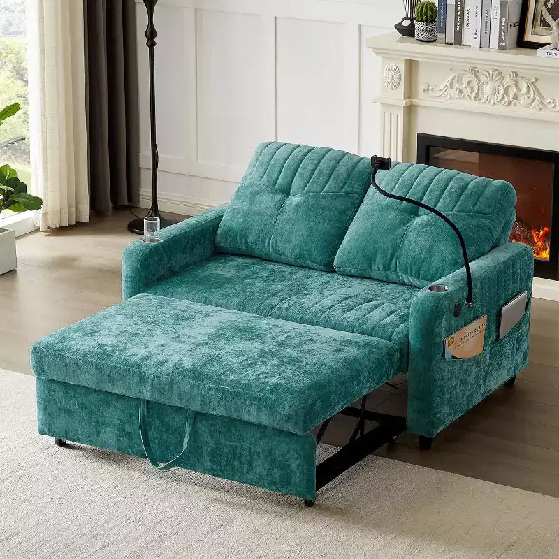 Canapé 2 places convertible moderne 137 cm avec dossier réglable et ports de chargement