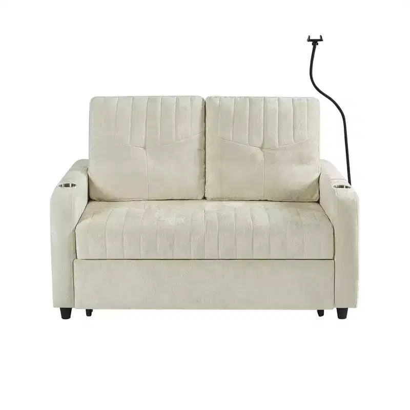 Canapé 2 places convertible moderne 137 cm avec dossier réglable et ports de chargement