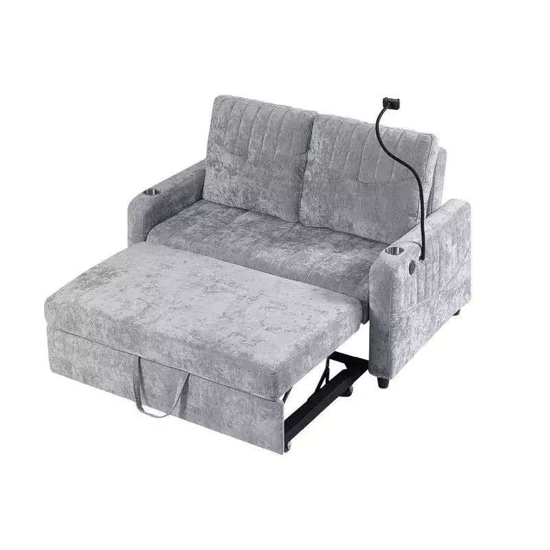 Canapé 2 places convertible moderne 137 cm avec dossier réglable et ports de chargement