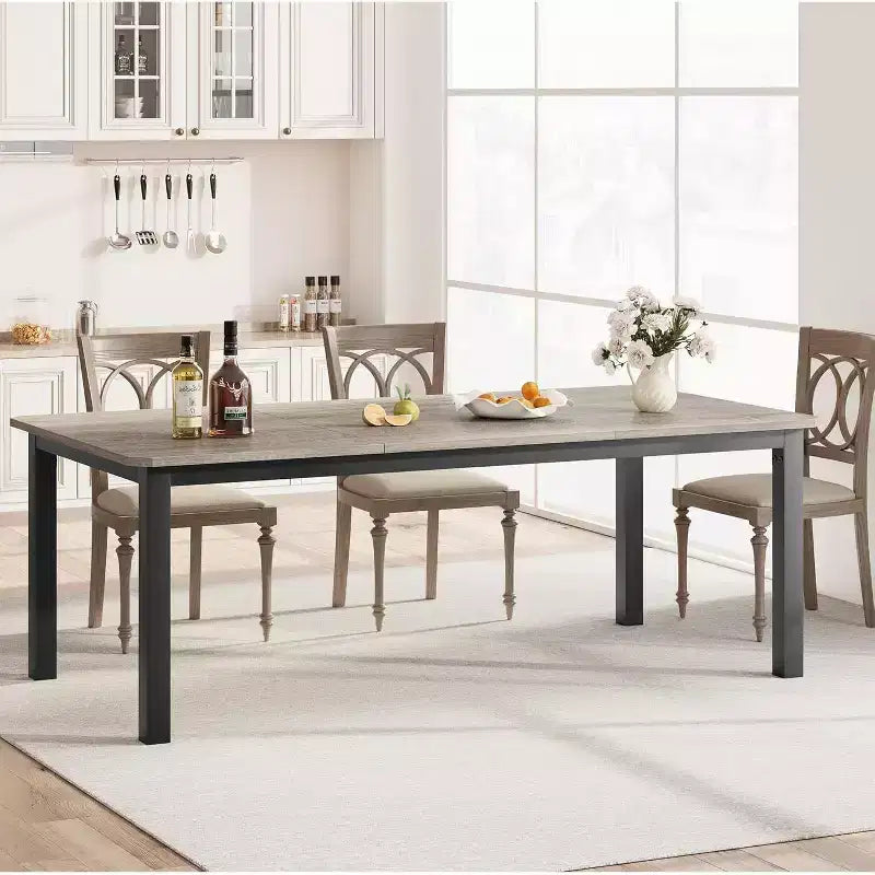 Table à manger rectangulaire de 78 pouces avec pieds en métal
