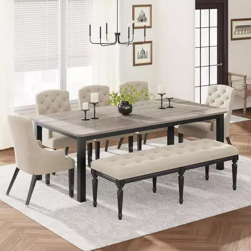 Table à manger rectangulaire de 78 pouces avec pieds en métal