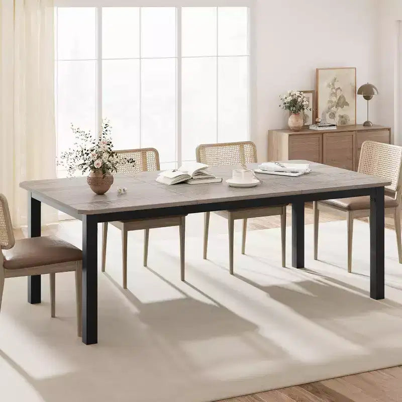 Table à manger rectangulaire de 78 pouces avec pieds en métal