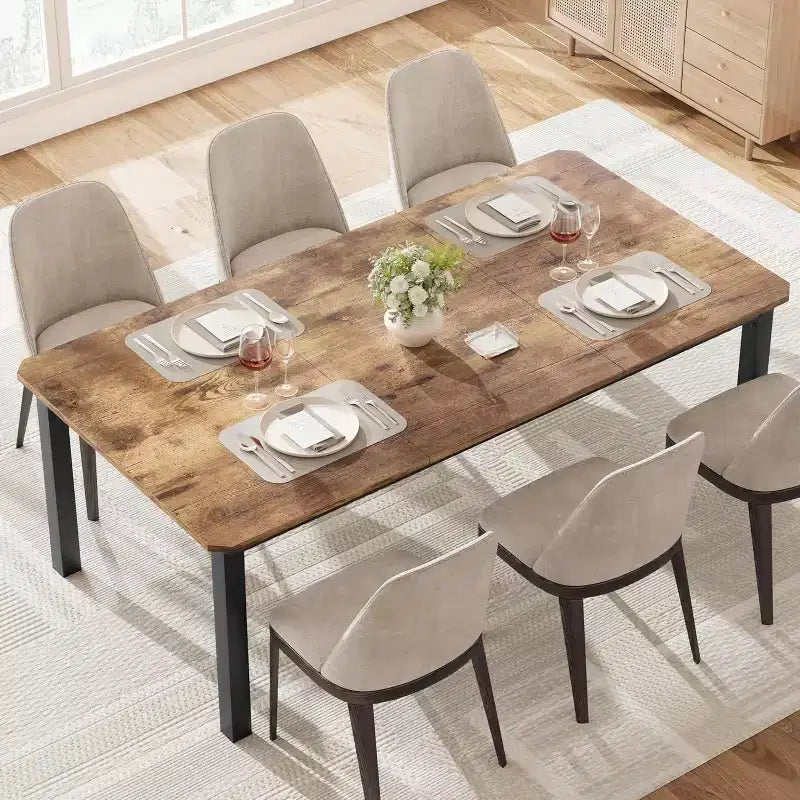 Table à manger rectangulaire de 78 pouces avec pieds en métal