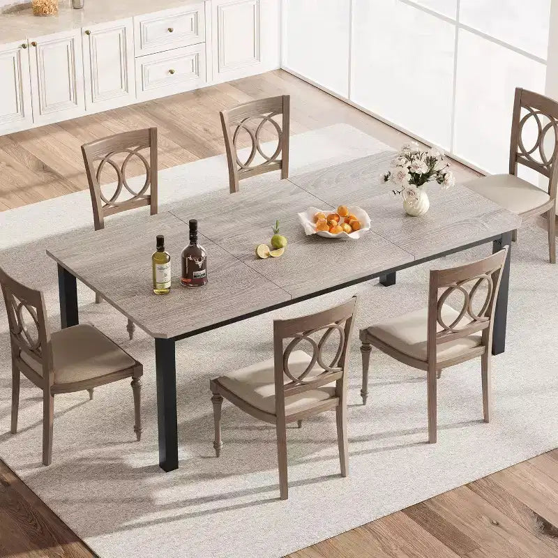 Table à manger rectangulaire de 78 pouces avec pieds en métal