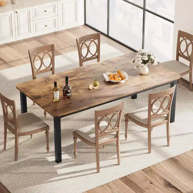 Table à manger rectangulaire de 78 pouces avec pieds en métal