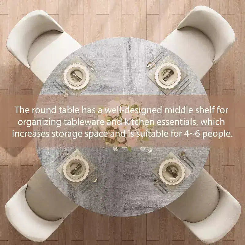 Table à manger ronde de 47 pouces avec base de rangement