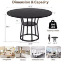 Round Dining Table for 4-6, 47.2in Circle Farmhouse Kitchen Table with Storage for Dining Room, Living Room, Meeting Room, Apartment
