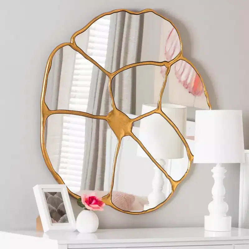 Baxton Studio Novia Antique Goldleaf Flower Accent Wall Mirror