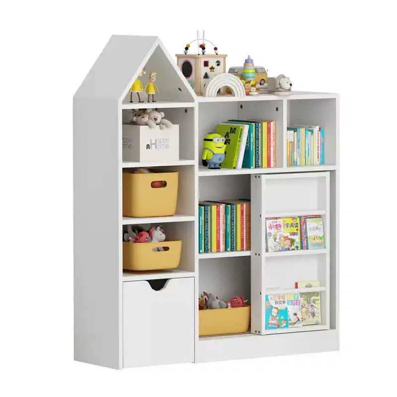CuisinSmart 43'' Kids Bookshelf with 7 Storage Cubbies, 3 Tier Sling Children Bookcase, Toy Storage Organizer for Playroom Nursery Classroom