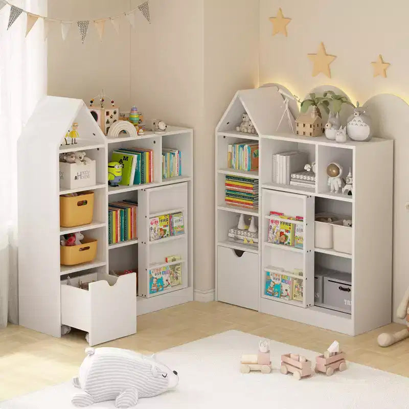 Étagère à Livres pour Enfants de 43" avec 7 Étagères Ouvertes et Conception à 3 Niveaux en Tissu