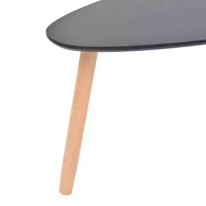 Lot de 2 tables basses – Plateau ovale noir avec pieds en bois