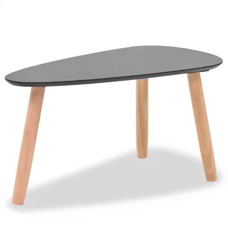 Lot de 2 tables basses – Plateau ovale noir avec pieds en bois