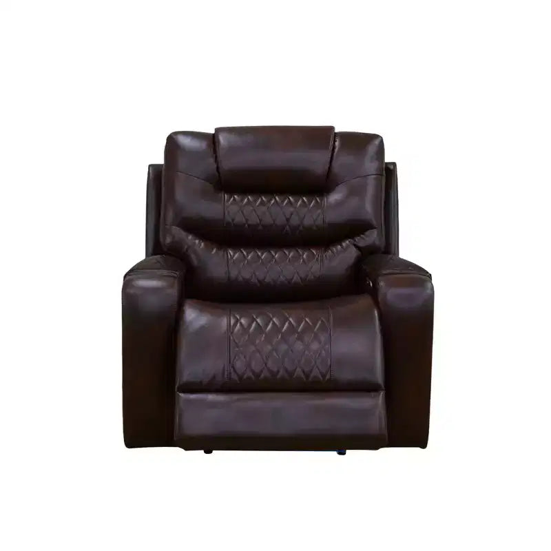 Fauteuil inclinable électrique avec port USB, fauteuil inclinable électrique en cuir, dossier réglable pour salon, marron