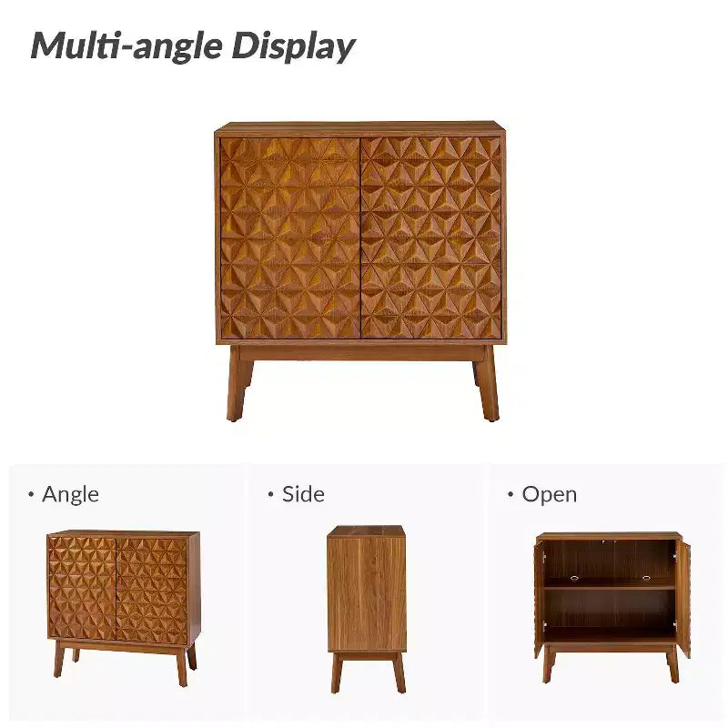 Meuble d'appoint 2 portes de 76 cm de haut avec étagères réglables, lot de 2 – Noyer