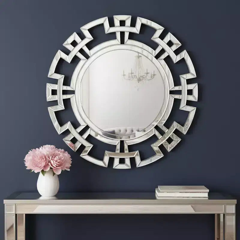 Miroir mural rond Art Déco 32" Geo - Verre argenté