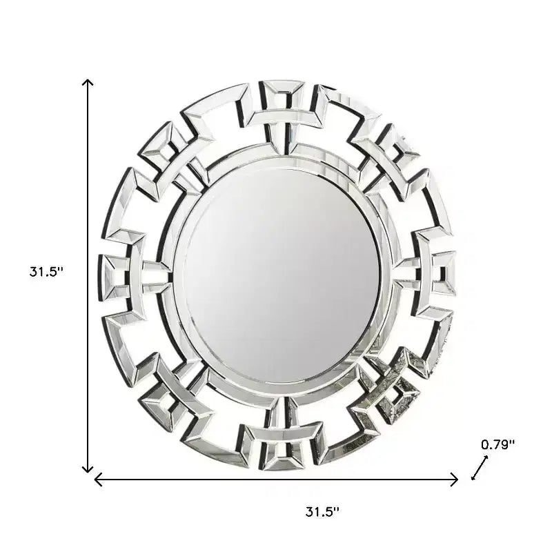 Miroir mural rond Art Déco 32" Geo - Verre argenté