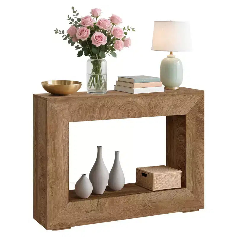 47 Farmhouse Console Table  Rustic Sofa Table with Open Shelves for Living Room/Entryway/Bedroom
