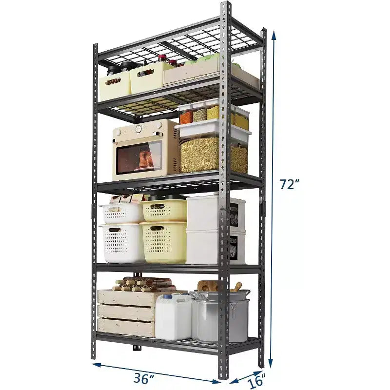 Étagère de garage métallique à 5 niveaux avec tablettes réglables