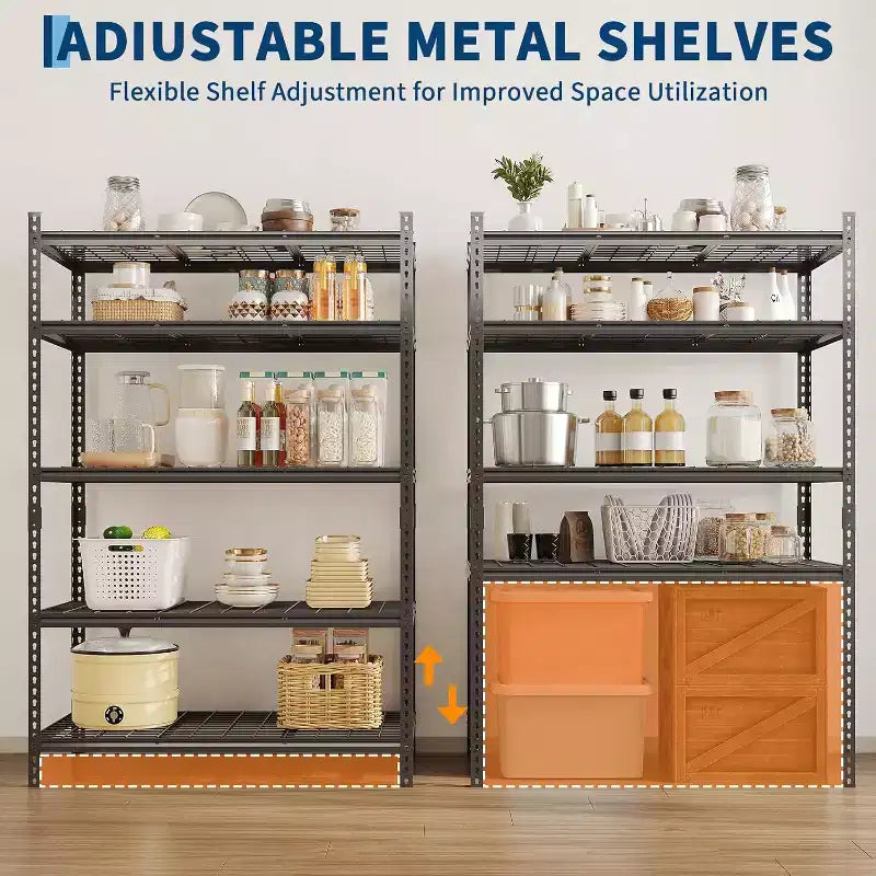 Étagère de garage métallique à 5 niveaux avec tablettes réglables
