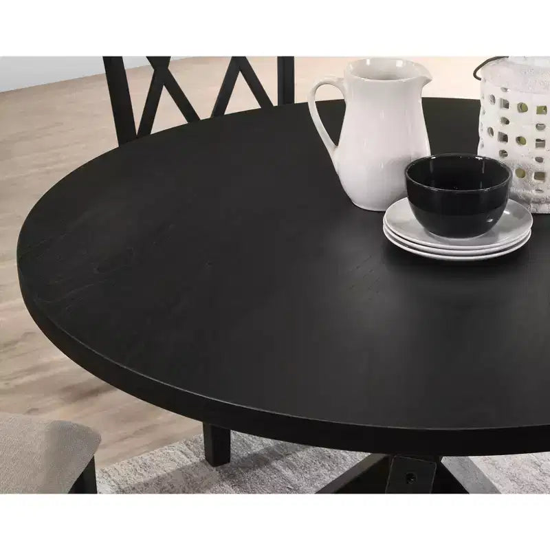 Table à manger ronde de 47 pouces avec piétement central en croix, 4 places