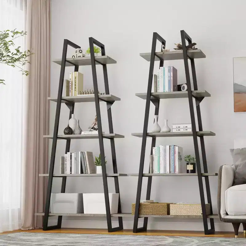 Étagère bibliothèque à 5 niveaux avec cadre en métal
