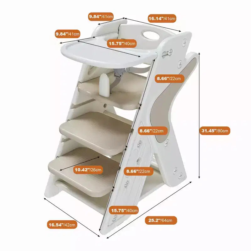 Chaise haute 3-en-1 multifonctionnelle pour tout-petits avec harnais de sécurité et plateau amovible