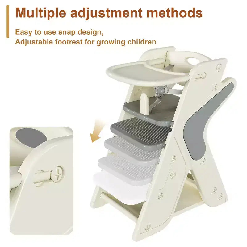 Chaise haute 3-en-1 multifonctionnelle pour tout-petits avec harnais de sécurité et plateau amovible