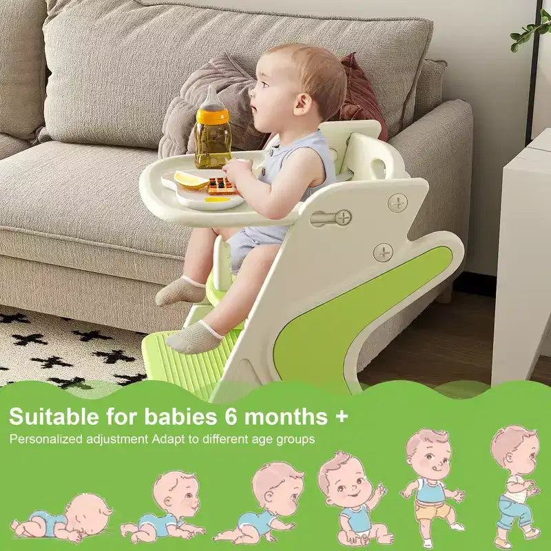 Chaise haute 3-en-1 multifonctionnelle pour tout-petits avec harnais de sécurité et plateau amovible