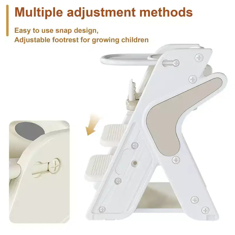 Chaise haute 3-en-1 multifonctionnelle pour tout-petits avec harnais de sécurité et plateau amovible