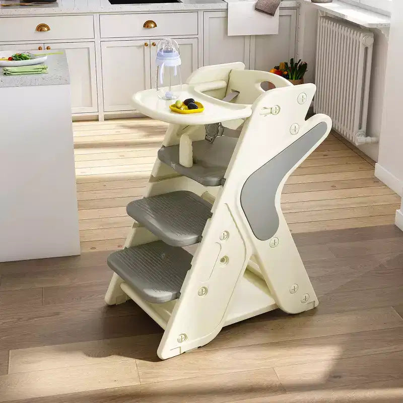 Chaise haute 3-en-1 multifonctionnelle pour tout-petits avec harnais de sécurité et plateau amovible