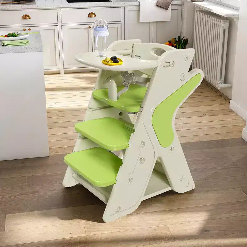 Chaise haute 3-en-1 multifonctionnelle pour tout-petits avec harnais de sécurité et plateau amovible