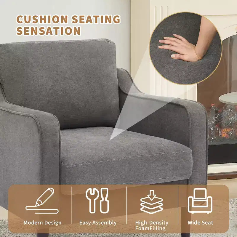Fauteuil d'appoint du milieu du siècle avec assise rembourrée et cadre en bois