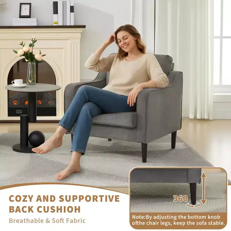 Fauteuil d'appoint du milieu du siècle avec assise rembourrée et cadre en bois