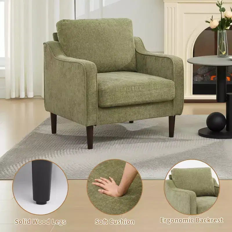 Fauteuil d'appoint du milieu du siècle avec assise rembourrée et cadre en bois