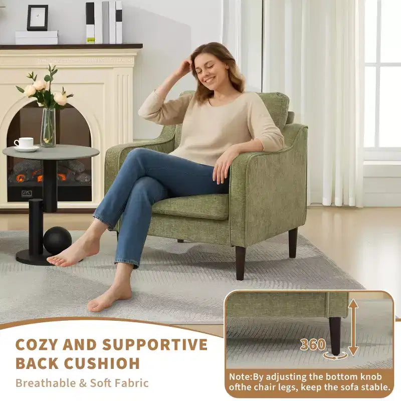 Fauteuil d'appoint du milieu du siècle avec assise rembourrée et cadre en bois