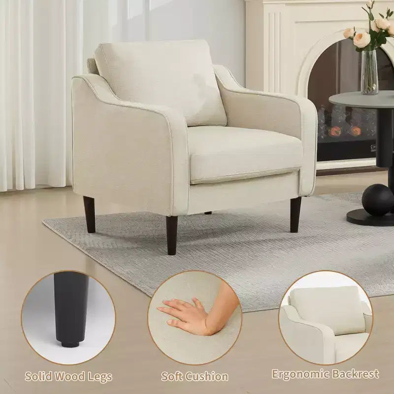 Fauteuil d'appoint du milieu du siècle avec assise rembourrée et cadre en bois