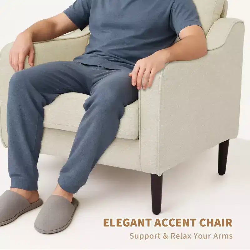 Fauteuil d'appoint du milieu du siècle avec assise rembourrée et cadre en bois