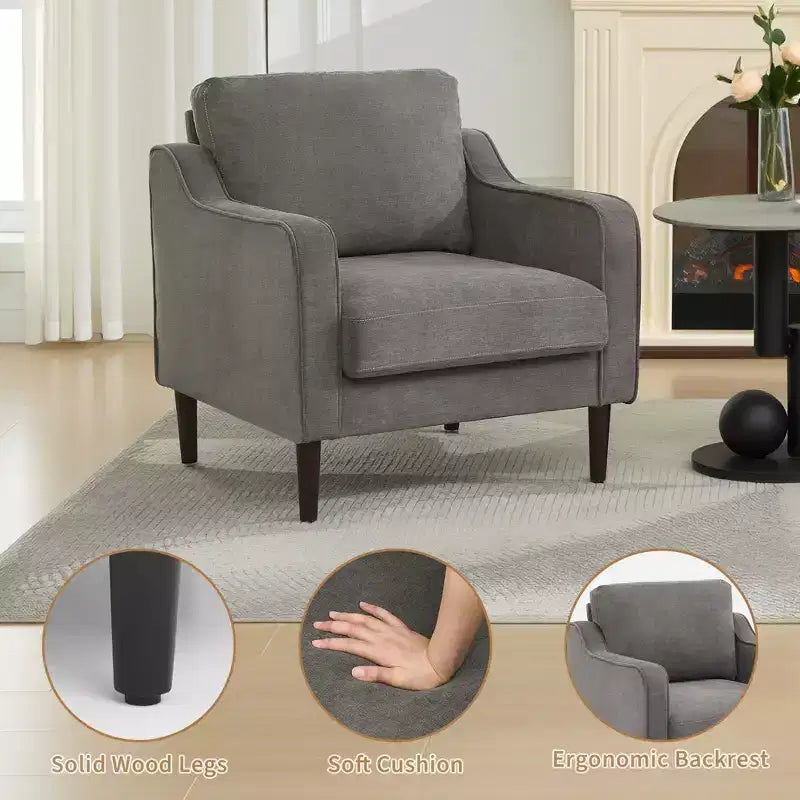 Fauteuil d'appoint du milieu du siècle avec assise rembourrée et cadre en bois