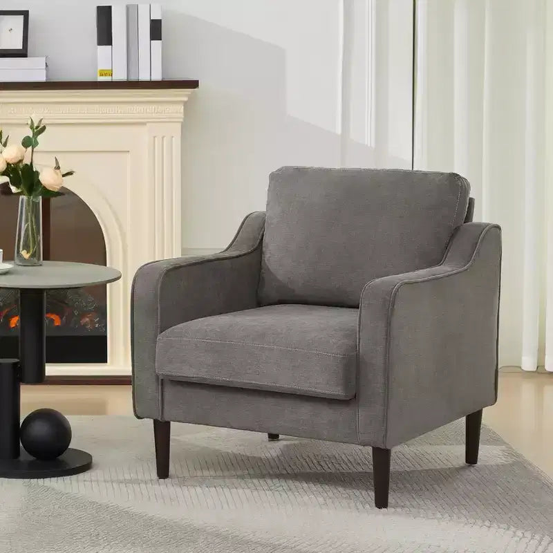 Fauteuil d'appoint du milieu du siècle avec assise rembourrée et cadre en bois