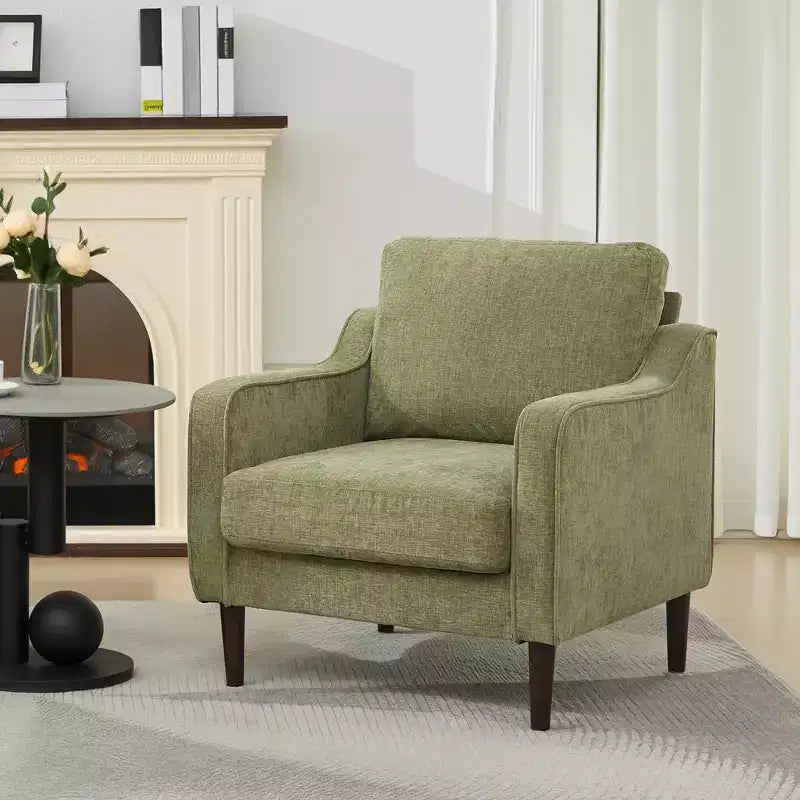 Fauteuil d'appoint du milieu du siècle avec assise rembourrée et cadre en bois